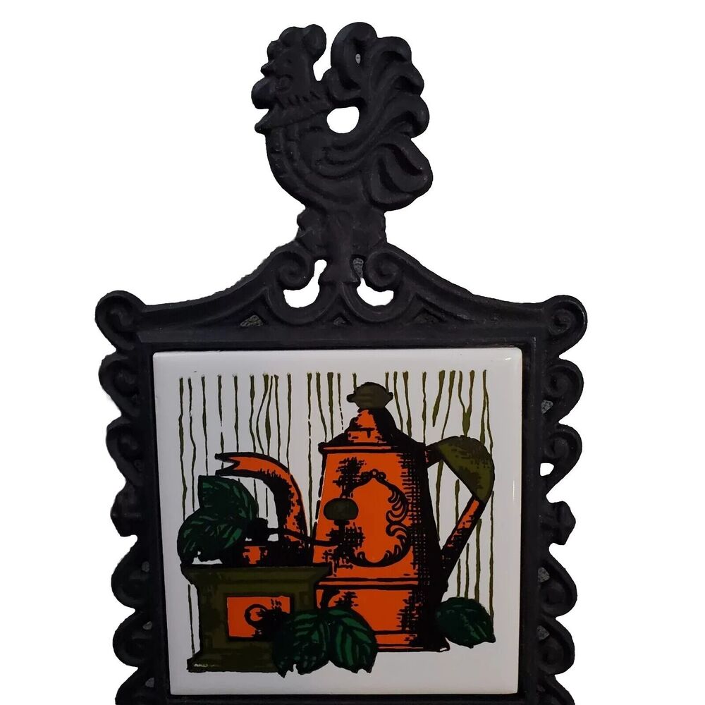 Vintage Artmark Hotplate/Wall Hanger Adult's 70s Orange Iron Rooster Retro MCM